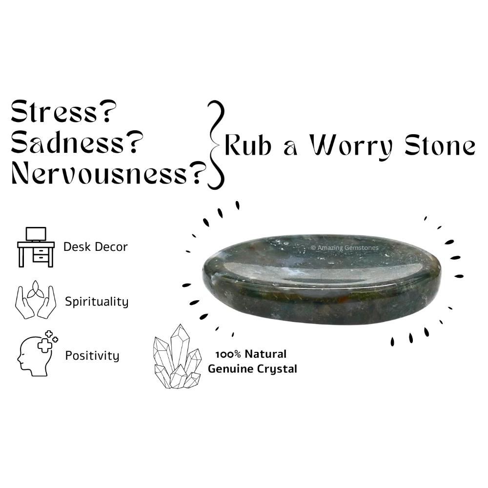 Moss Agate Worry Stone