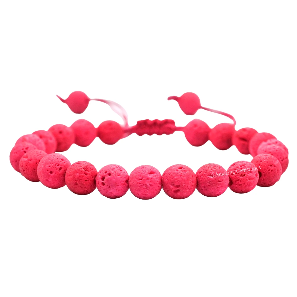 Pink Lava Stone Bracelet (Adjustable)