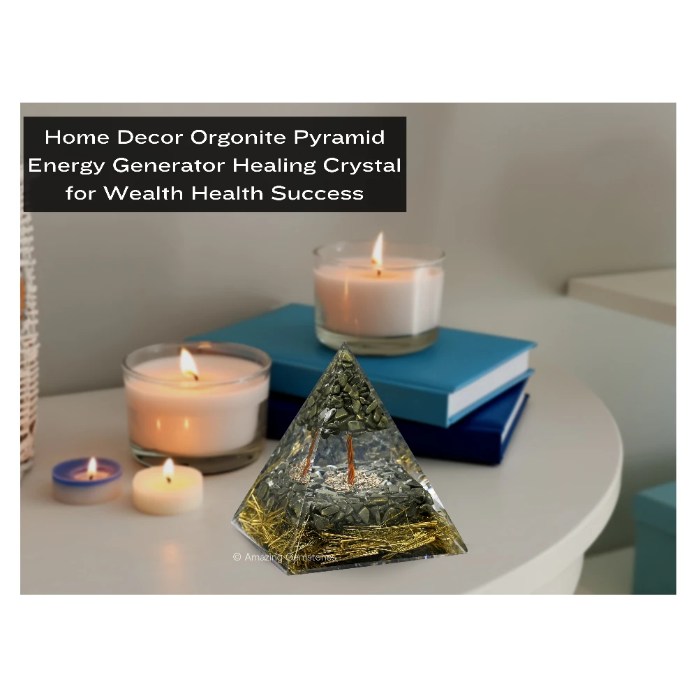 Pyrite Crystal Orgone Pyramid with Pyrite Tree - 70 mm