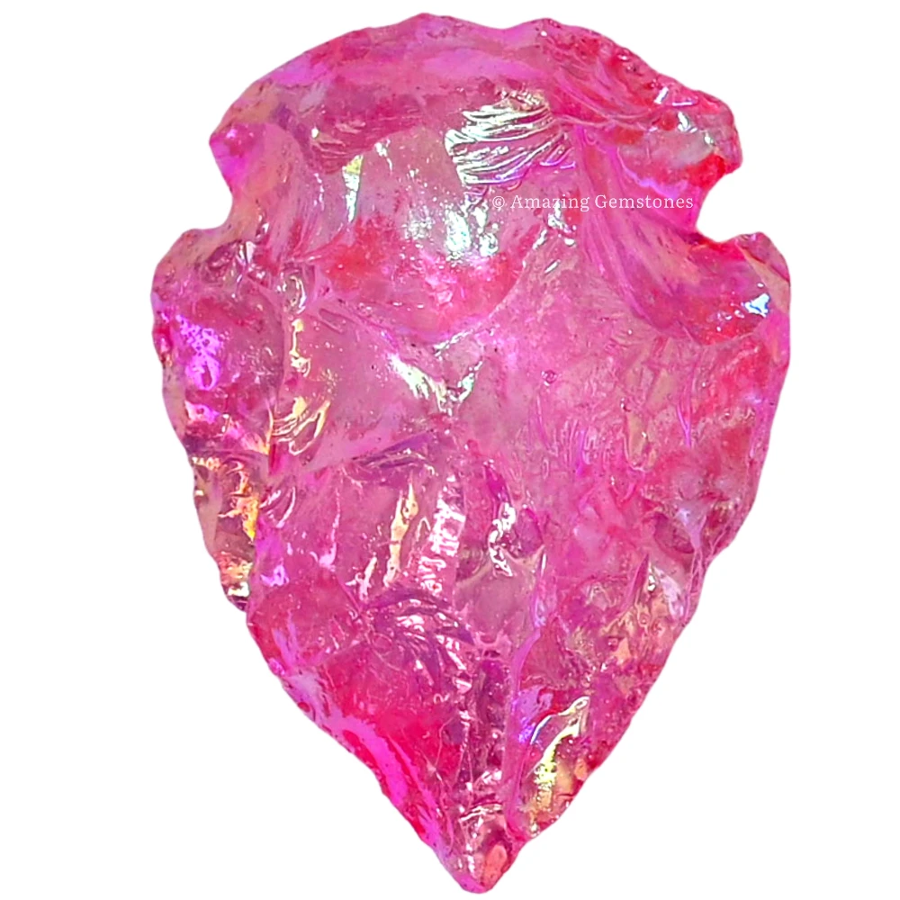 Pink Rose Aura quartz Crystal Arrowhead - 1" to 1.5" (3 Pieces)