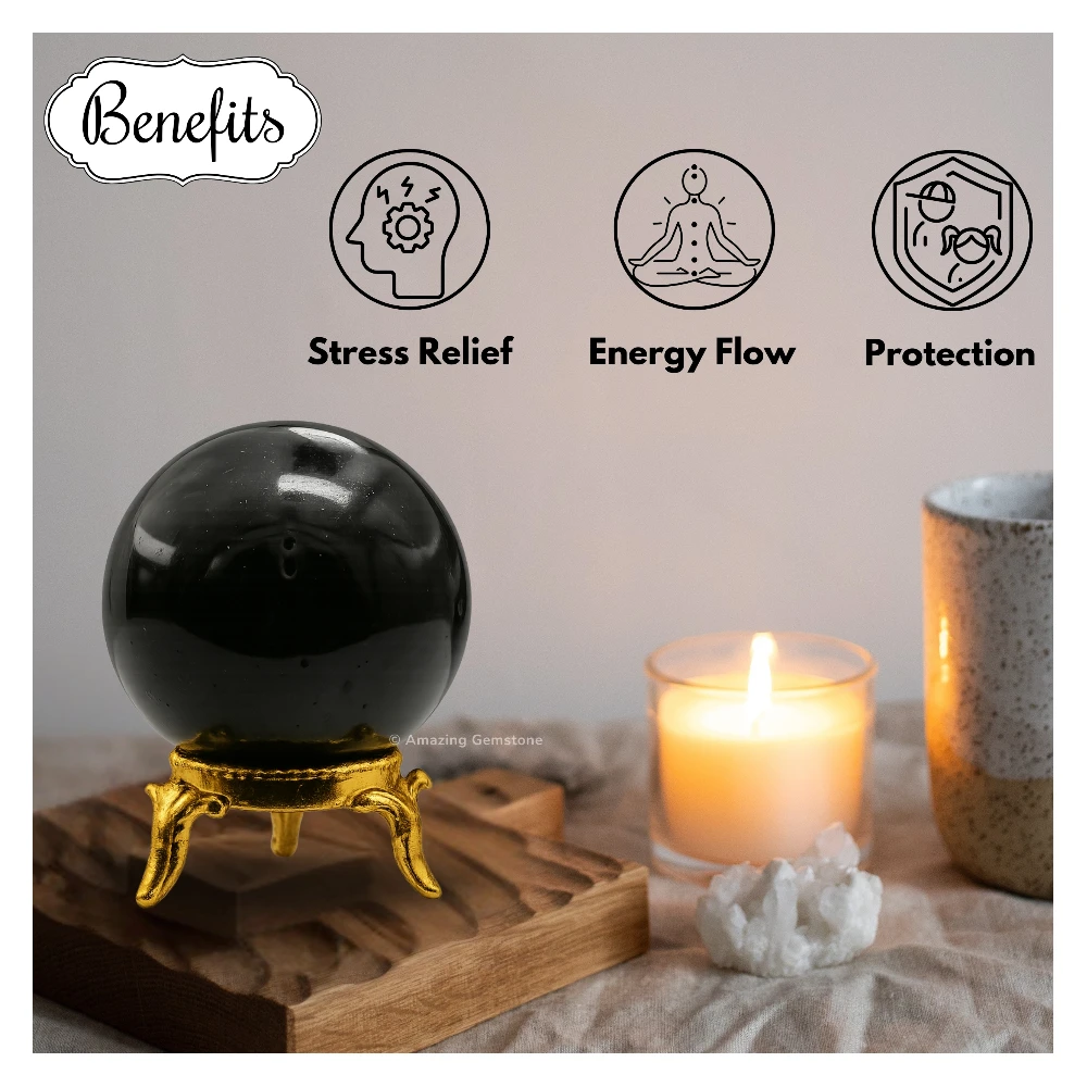 Black Tourmaline Sphere (2 inch)