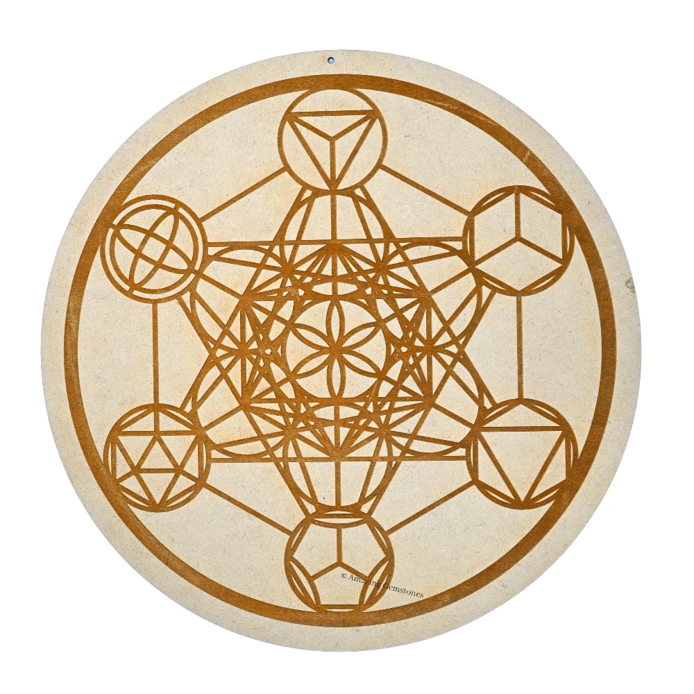 Wooden Crystal Grid Sacred Geometry - Platonic Solid Metatron Cube (6 Inch)
