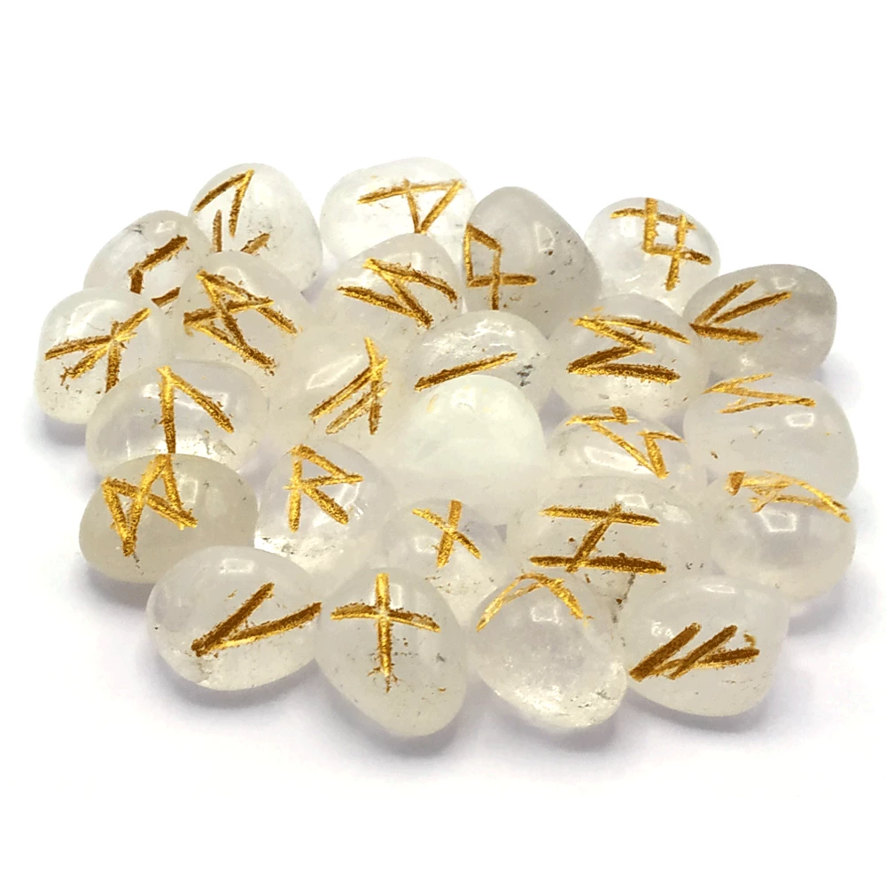 Clear Quartz Rune Stones Set