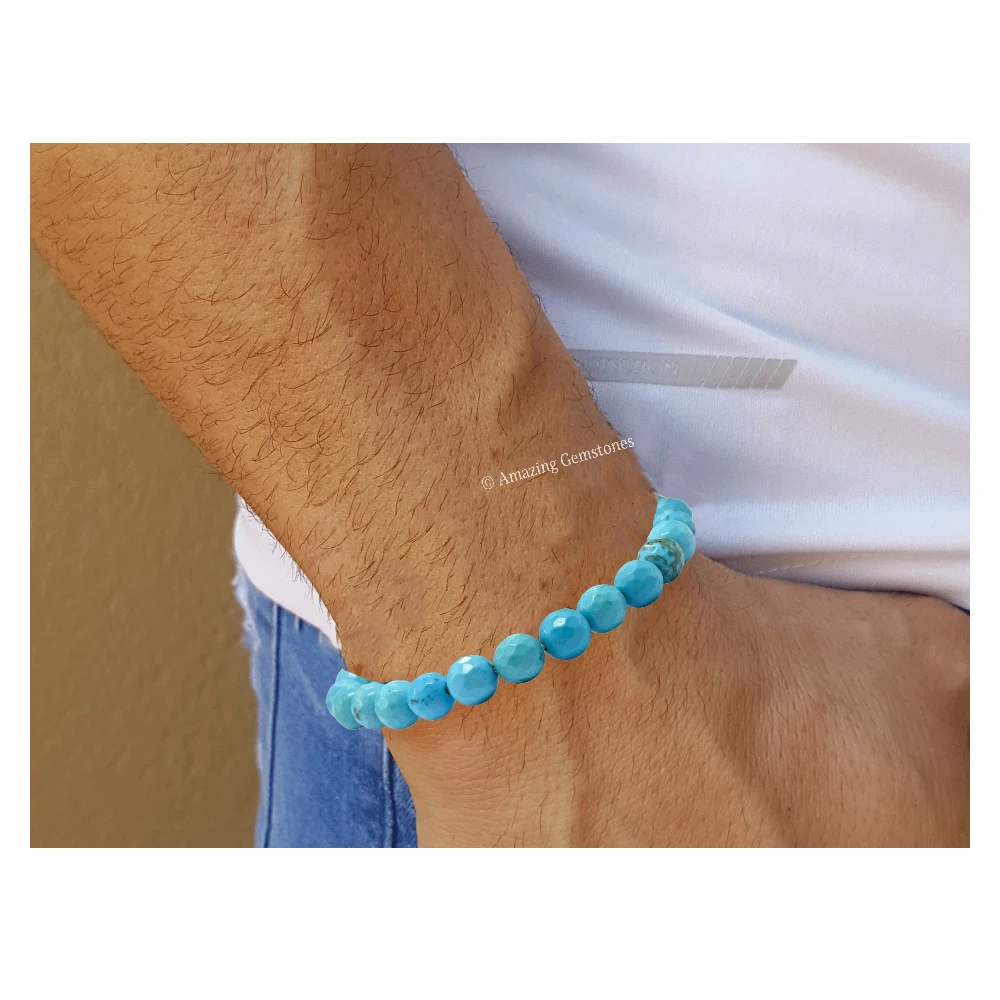 Turquoise Bracelet (Faceted-Stretchable)