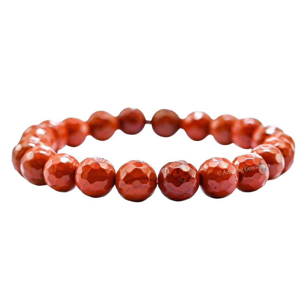 Red Jasper Bracelet (Faceted) (Stretchable)
