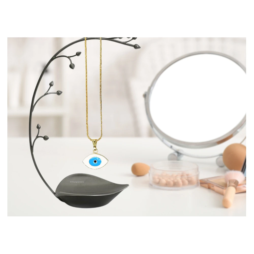 White Evil Eye Pendant (Gold)