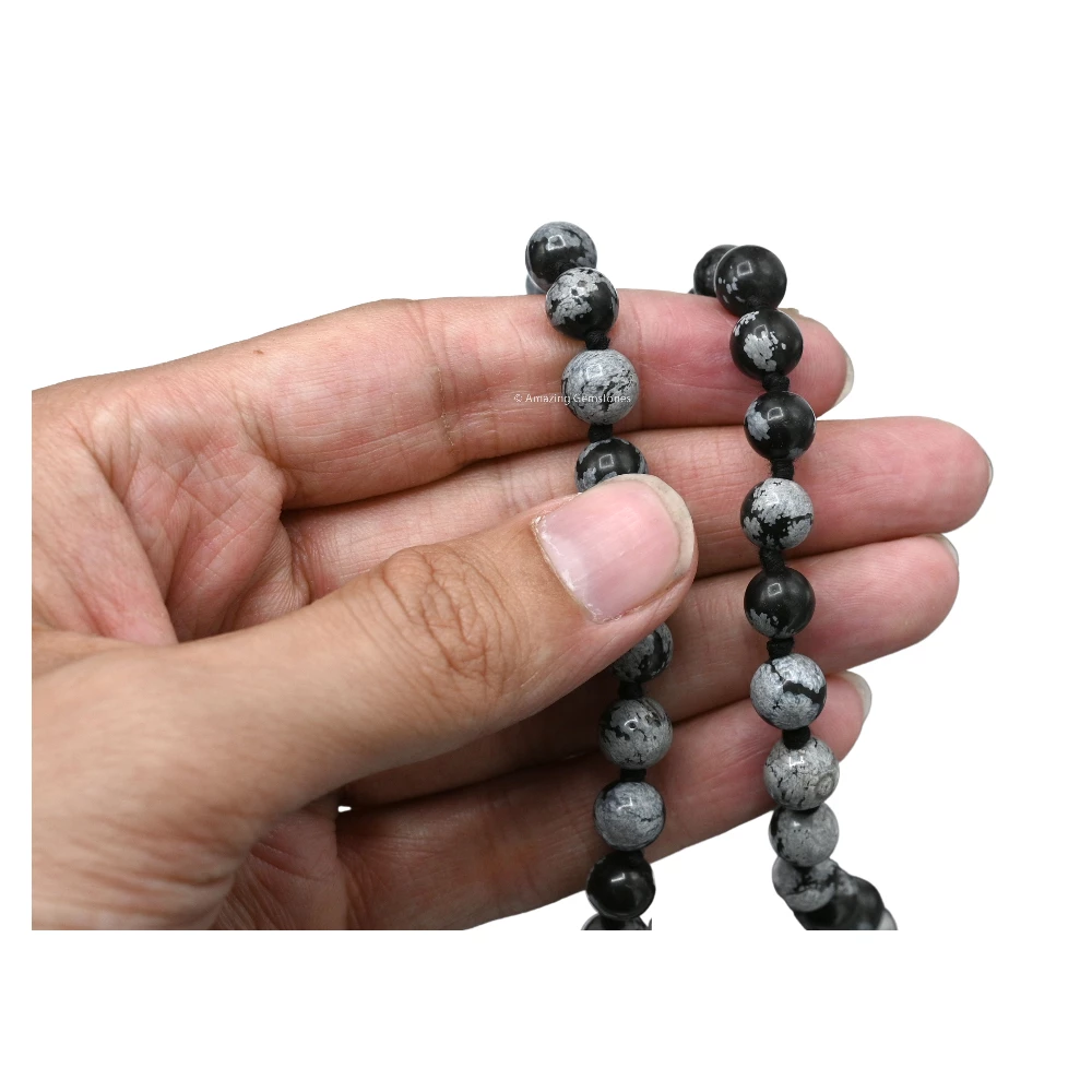 Snowflake Obsidian Mala (Hand Knotted)