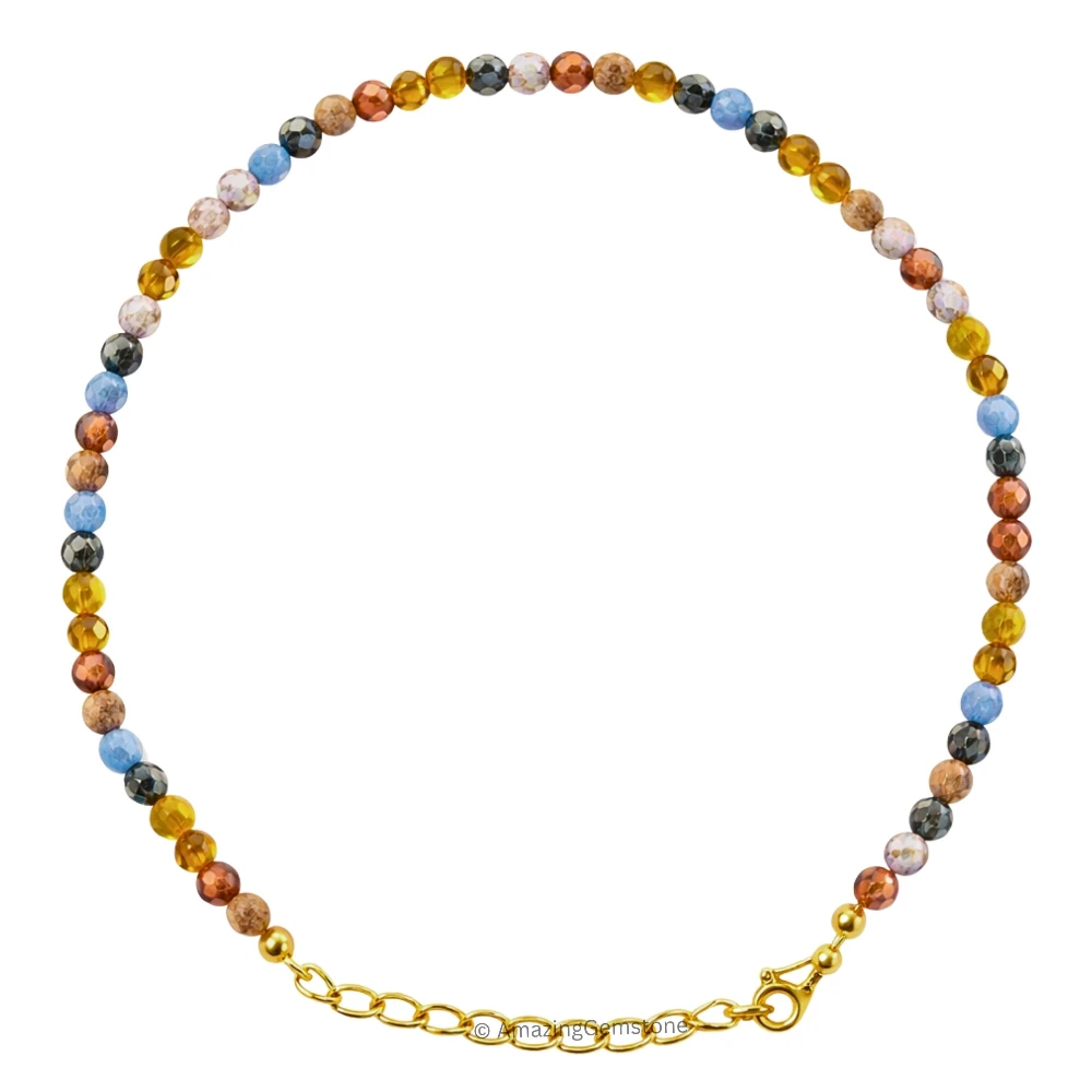 Mix Disco Crystal Bracelet - 2mm Faceted Bead (Gold)