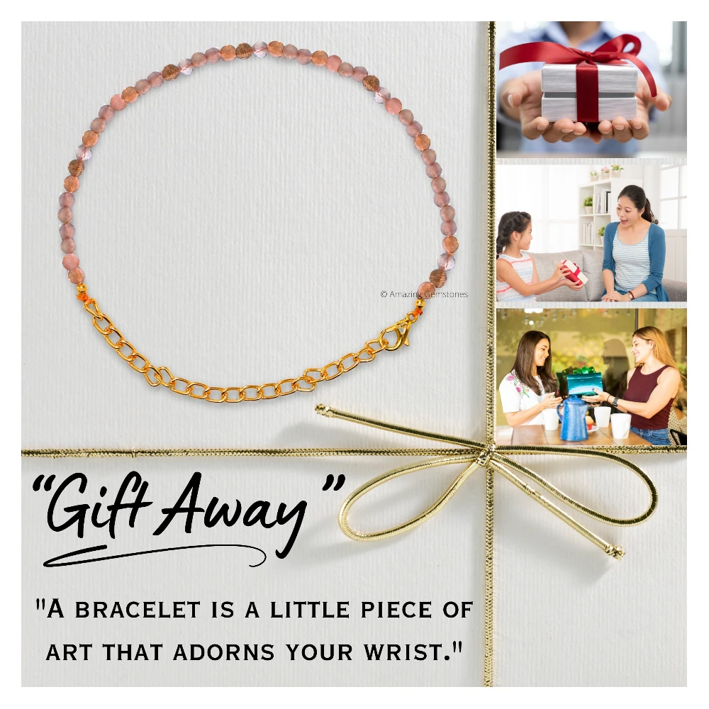 Golden Moonstone Crystal Bracelet - 2mm Faceted Bead (Gold)