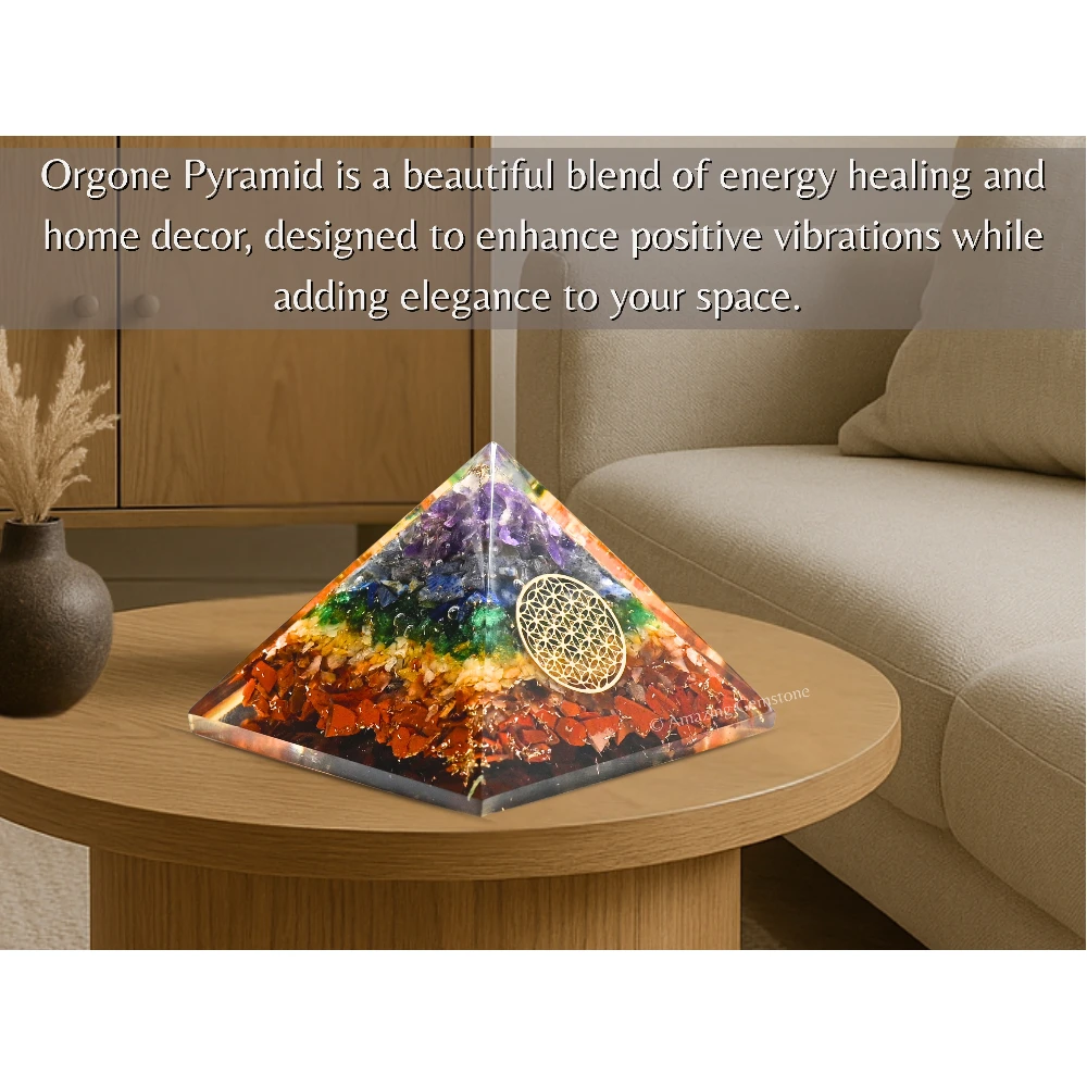 Natural Chakra Orgone Pyramid - Flower of Life