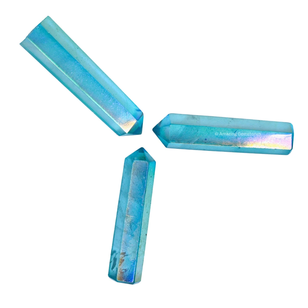 Aqua Aura Quartz Pencil Points (Set of 50)