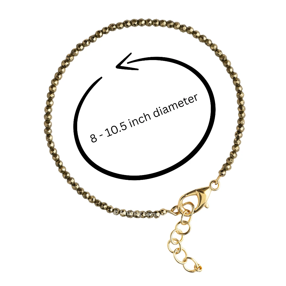 Pyrite Crystal Anklet - 2mm Faceted Bead (Gold)
