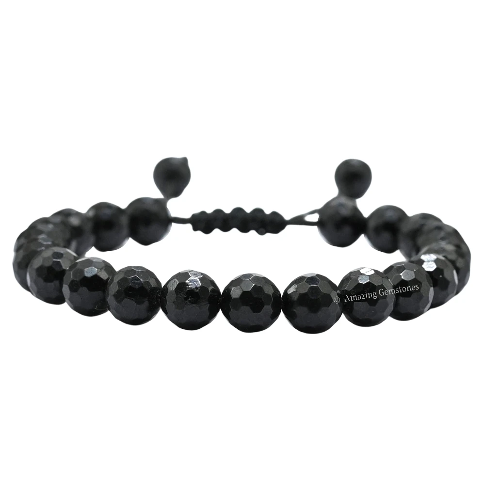 Black Tourmaline Bracelet (Faceted-Adjustable)