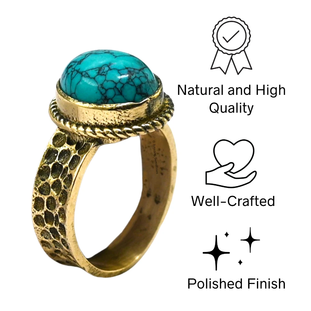 Turquoise Crystal Ring (Gold)