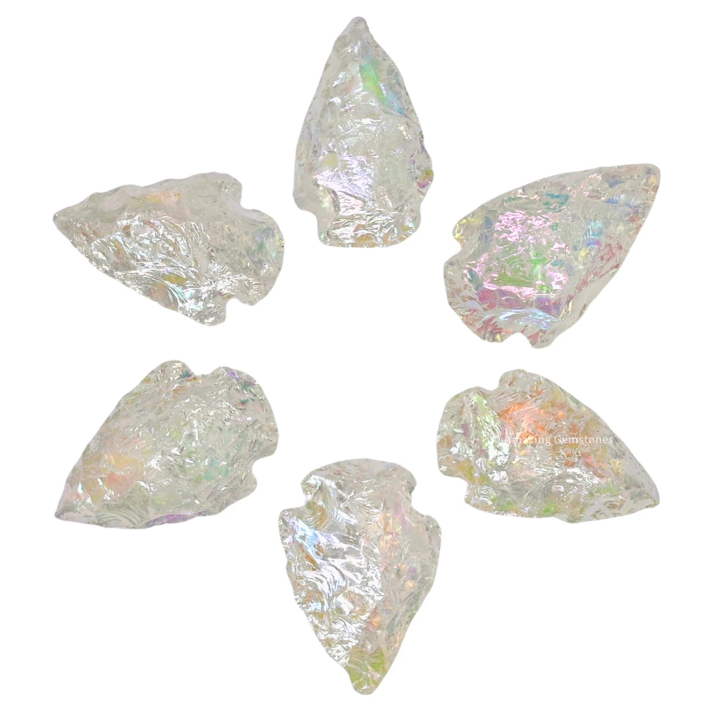 Angel Aura Quartz Crystal Arrowhead - 1" to 1.5" (3 Pieces)