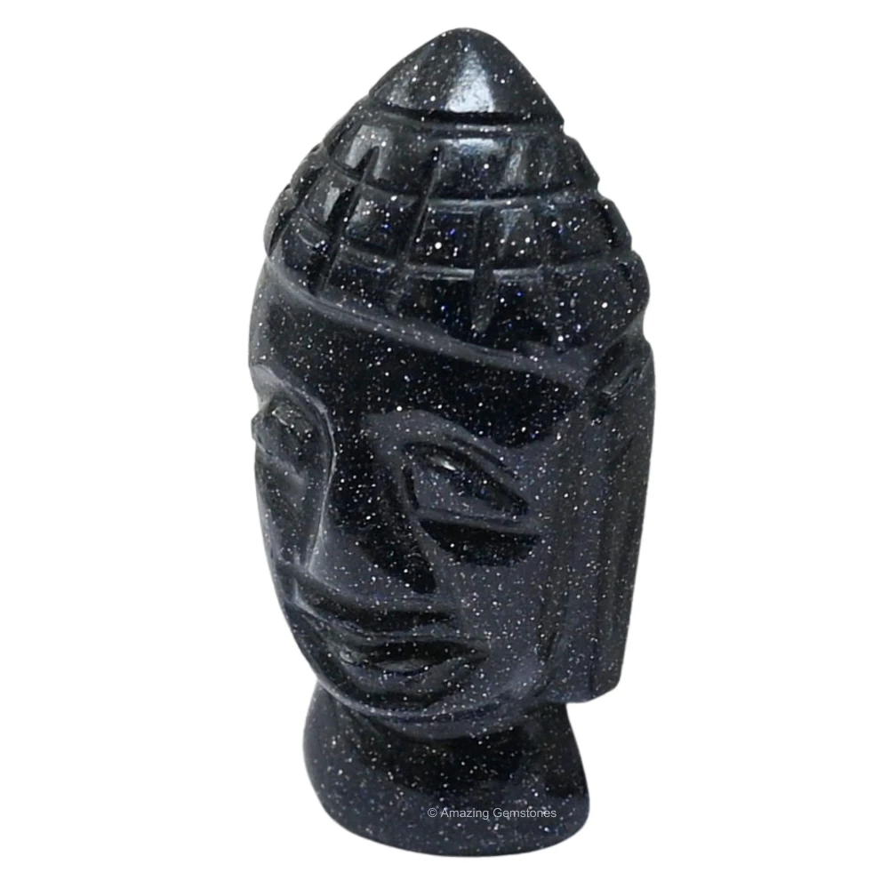 Blue Goldstone Buddha Head