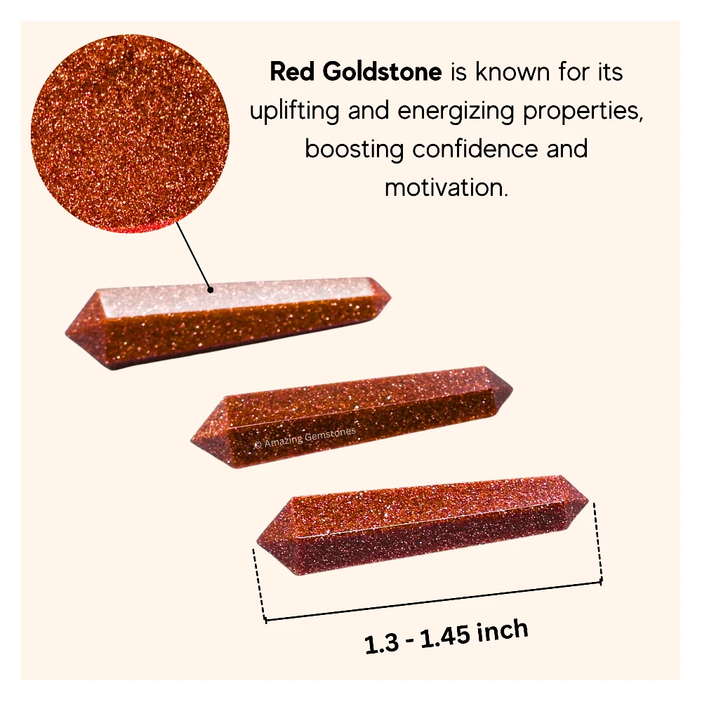 Red Goldstone Pencil Points (Double Terminated) (Set of 3)