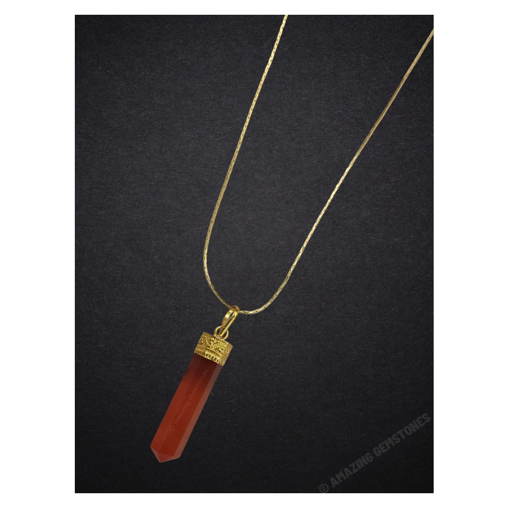 Carnelian Necklace - Cap Pencil (Gold)