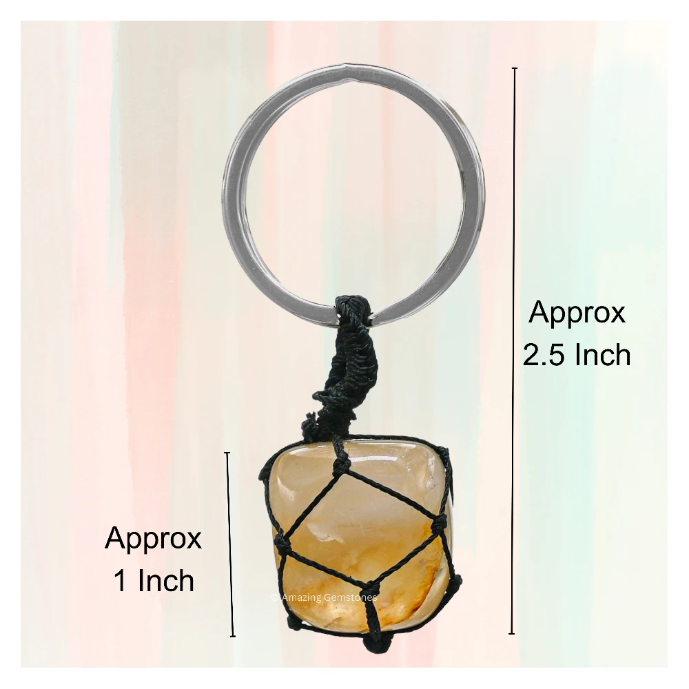 Citrine Keychain Keys Holder (Macrame Tumble)