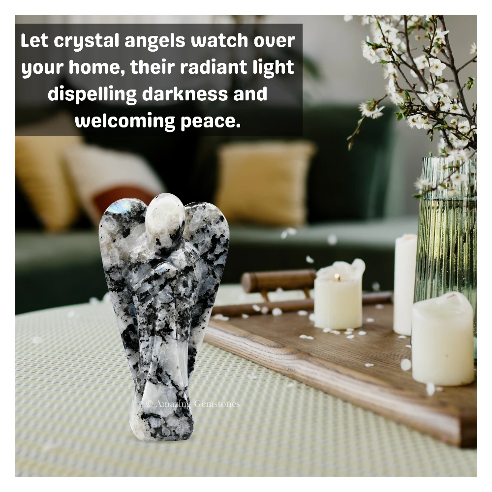 Rainbow Moonstone Angel Figurine (1.5 Inch)