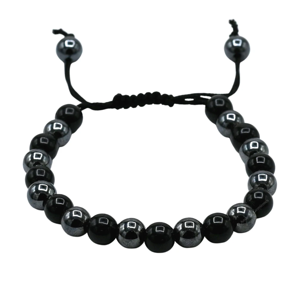 Black Obsidian and Hematite Bracelet