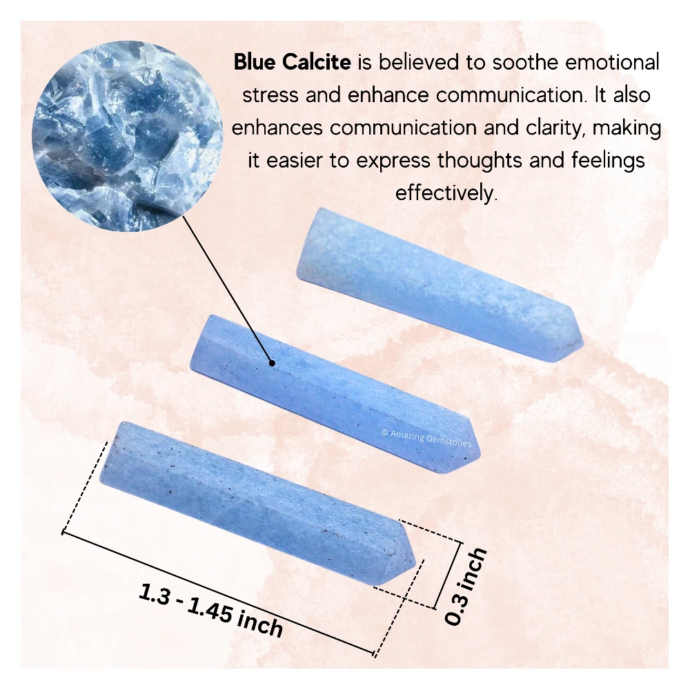 Blue Calcite Pencil Points (Set of 10)