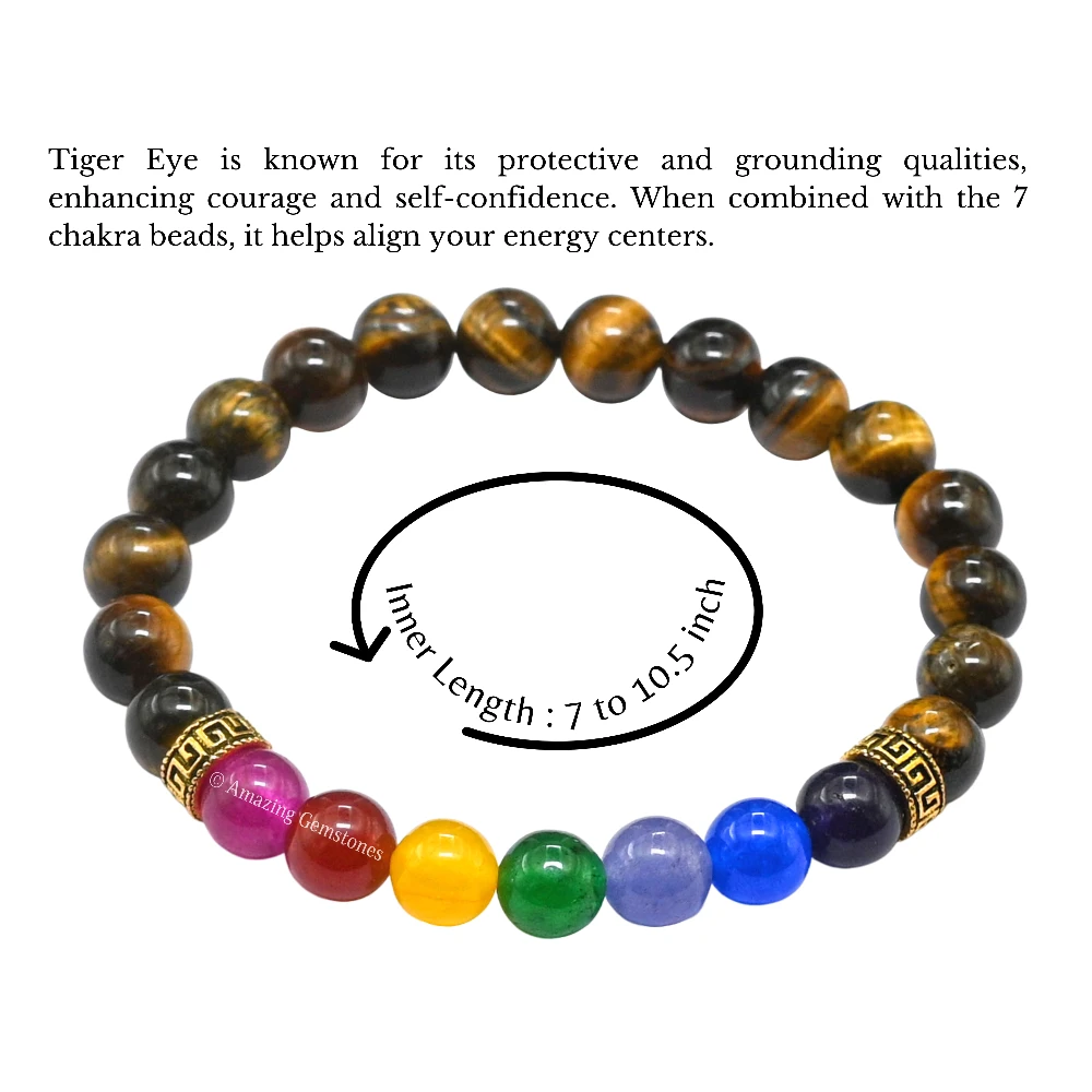 Tiger Eye Chakra Bracelet (Strechable)