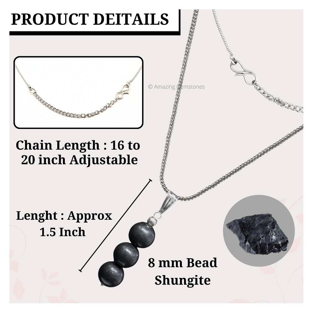 Shungite Bead Pendant (Silver)