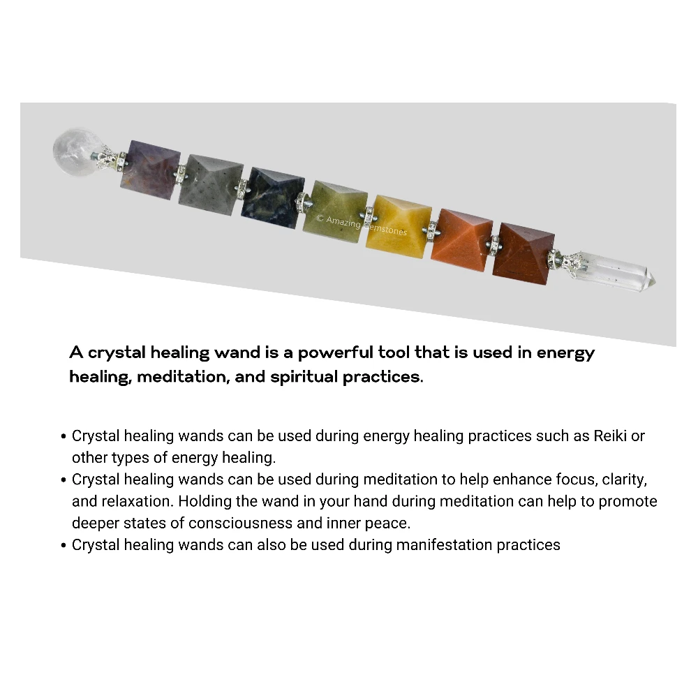 Chakra Pyramid Healing Crystal Wand (Horizontal)
