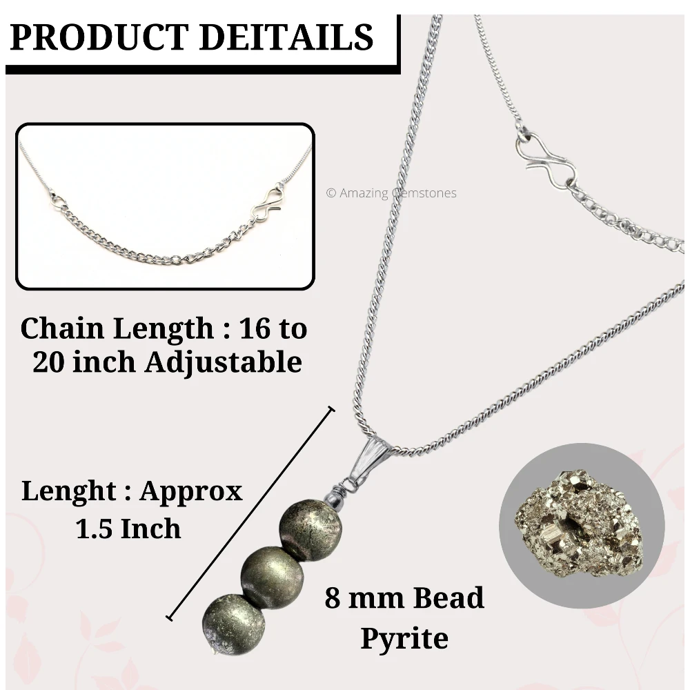 Pyrite Bead Pendant (Silver)