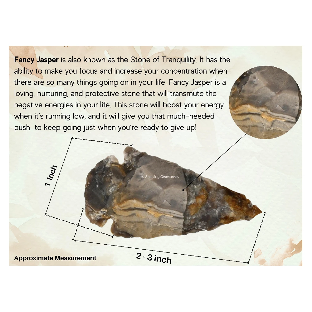 Fancy Jasper Crystal Arrowhead - 2" to 3" (5 Pieces)