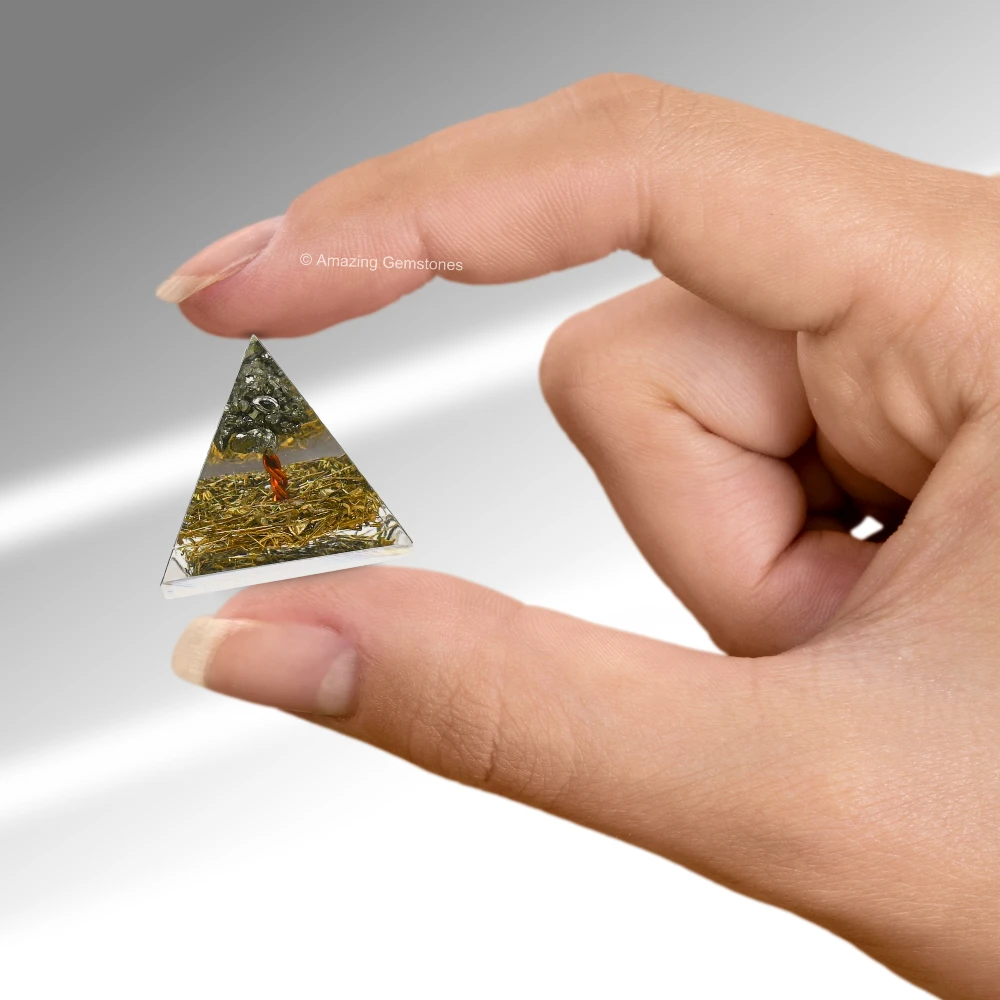 Copper Flakes with Pyrite Tree Orgone Pyramid - Mini