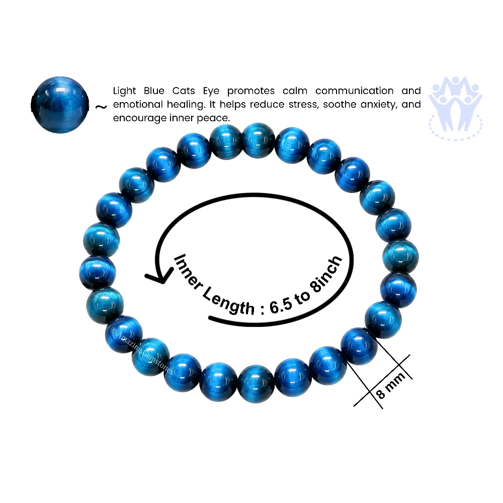 Light Blue Cat's Eye Bracelet (Strechable)