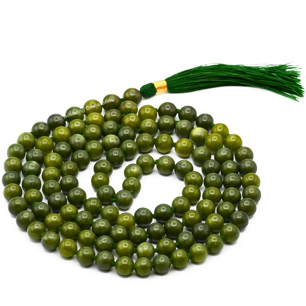 Green Jade Mala (Hand Knotted)