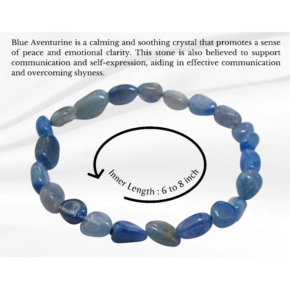 Blue Aventurine Tumbled Stone Bracelet (Stretchable)