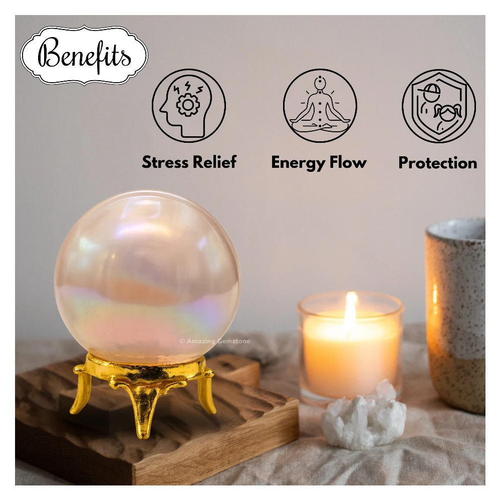 Angel Aura Rose Quartz Sphere (2 Inch)