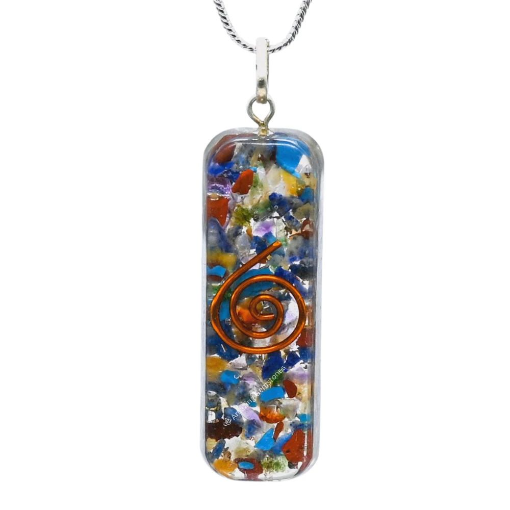 Mix Gemstone Crystal Orgone Pendant - Rectangle