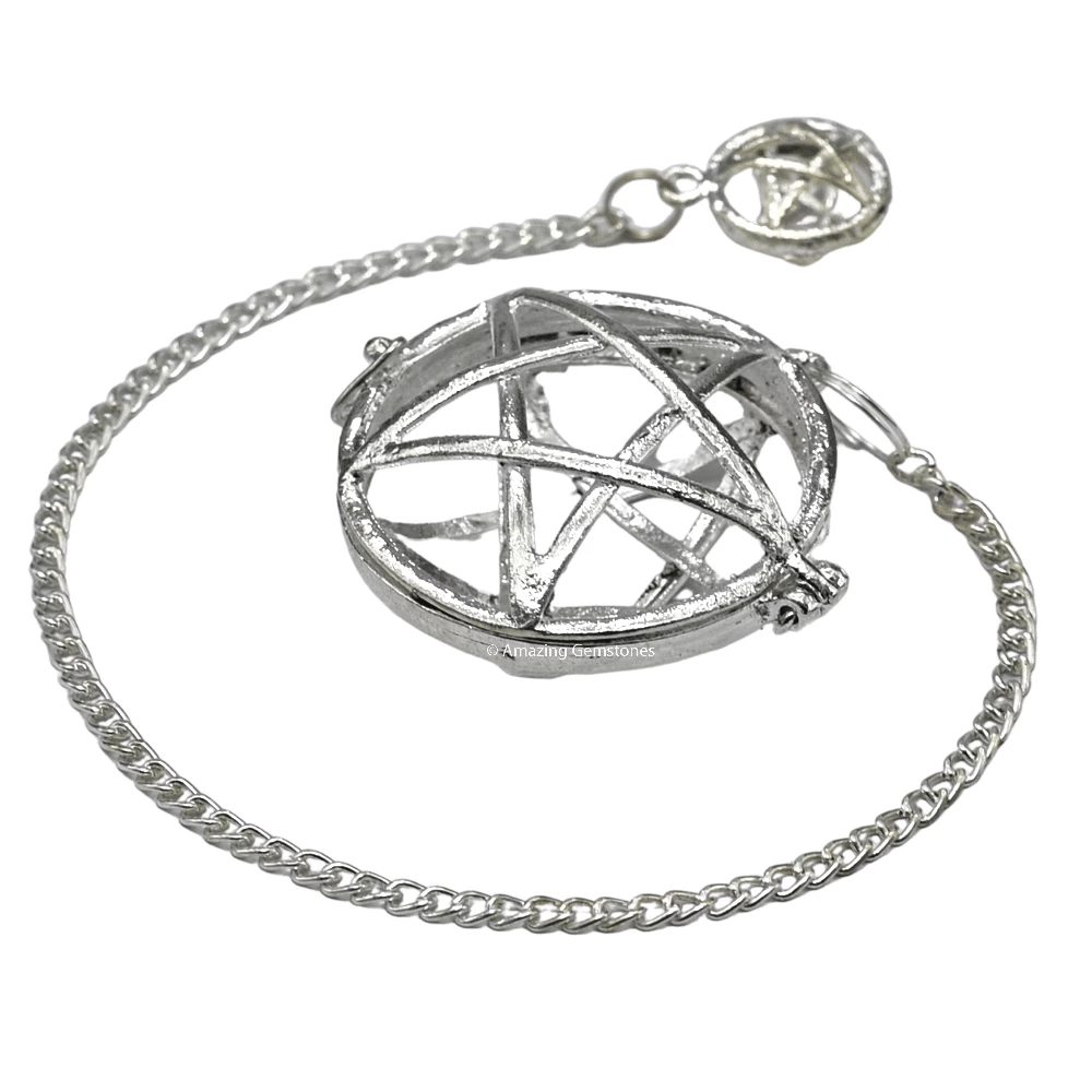 Copper Metal Pendulum - Silver Circular Star Cage (MP76)