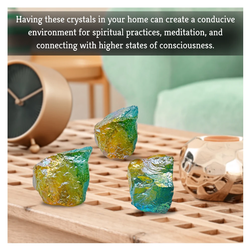 Aqua Apple Tangerine Aura Quartz Raw Crystals (5 Pieces)