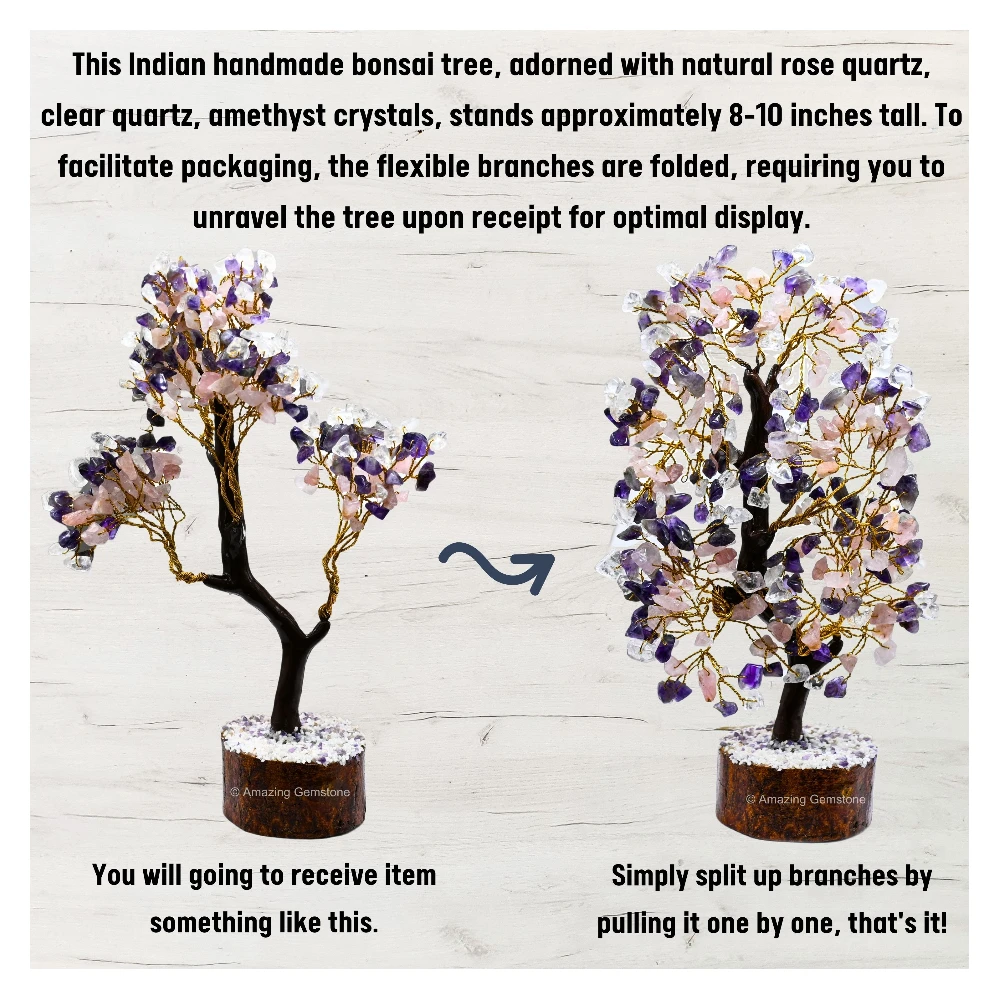 Rose Quartz, Amethyst & Clear Quartz Tree (200 Beads)