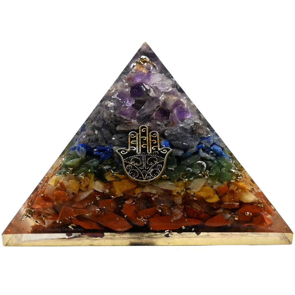 Natural Chakra Orgone Pyramid - Hamsa