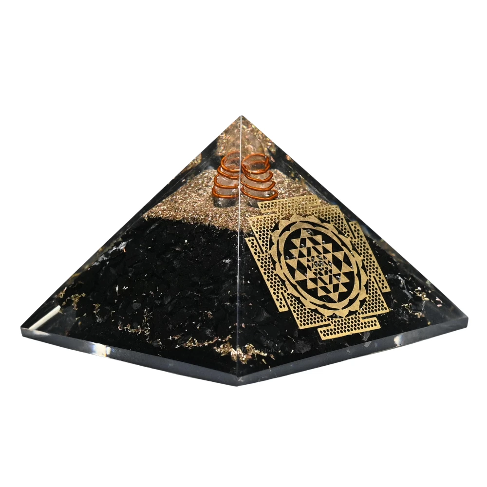 Shungite Orgone Pyramid - Big Sri Yantra
