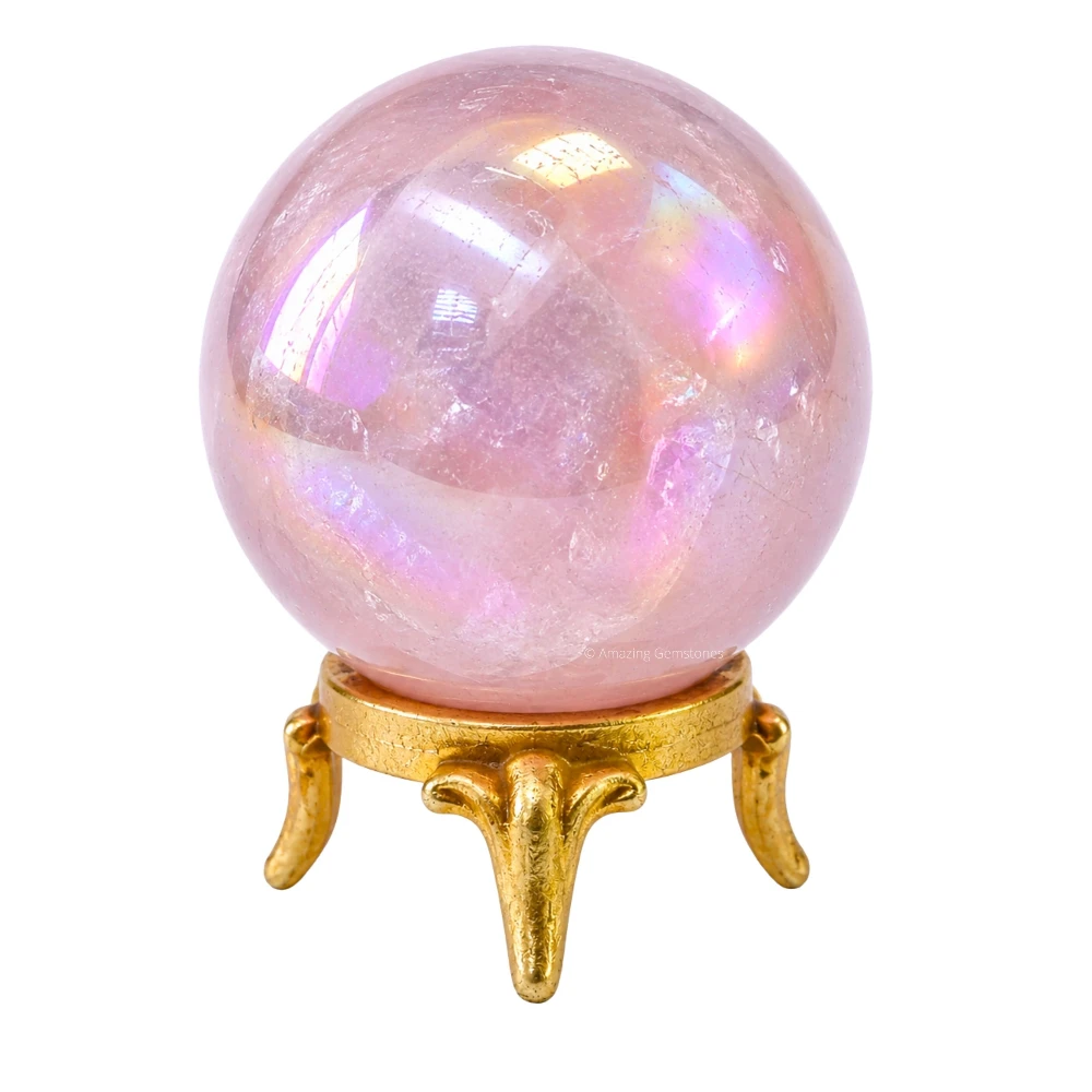 Large Angel Aura Rose Quartz Sphere (2.5 Inch)