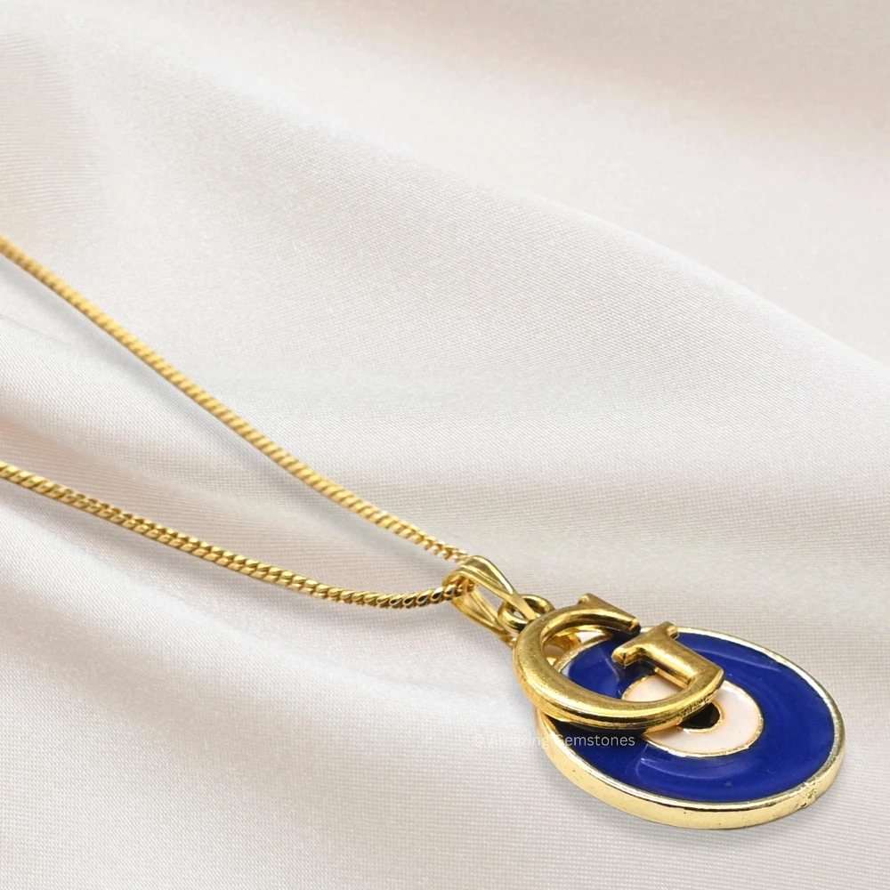 Evil Eye Pendant Necklace with G Initial