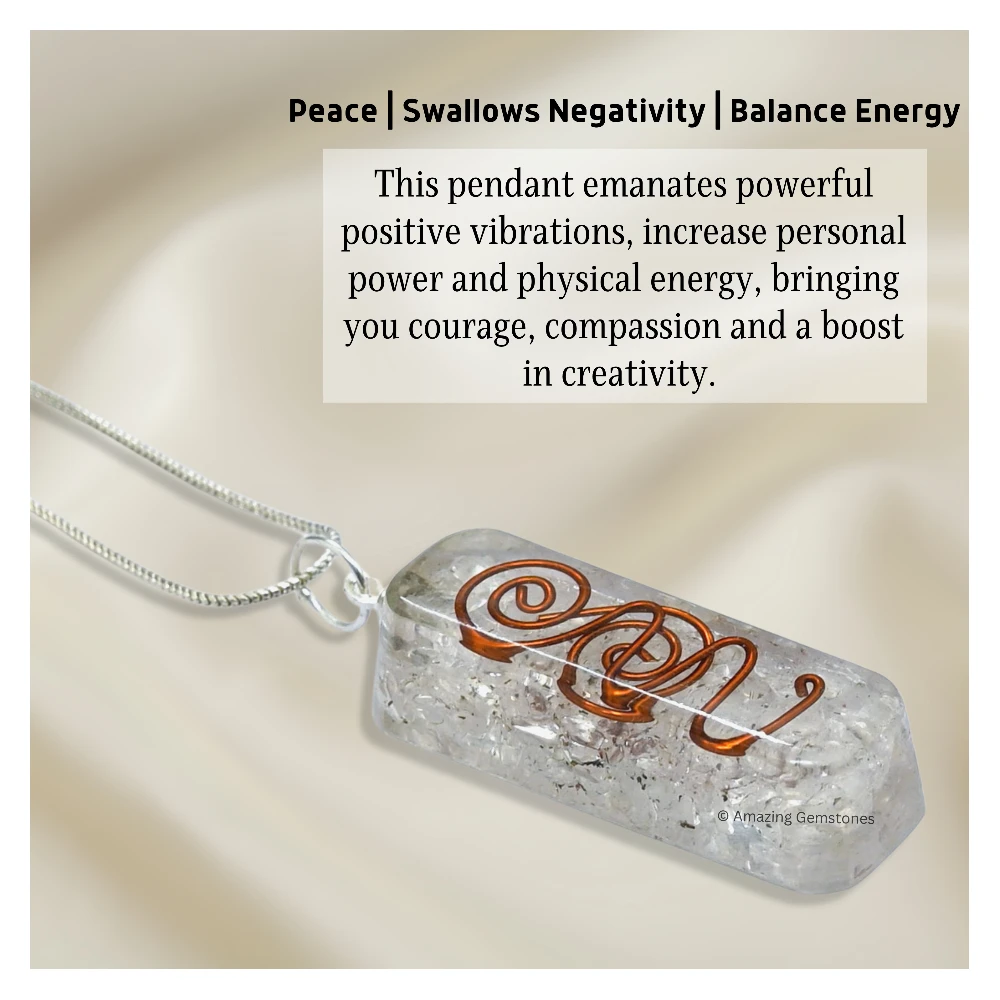 Clear Quartz Crystal Orgone Pendant - Rectangle