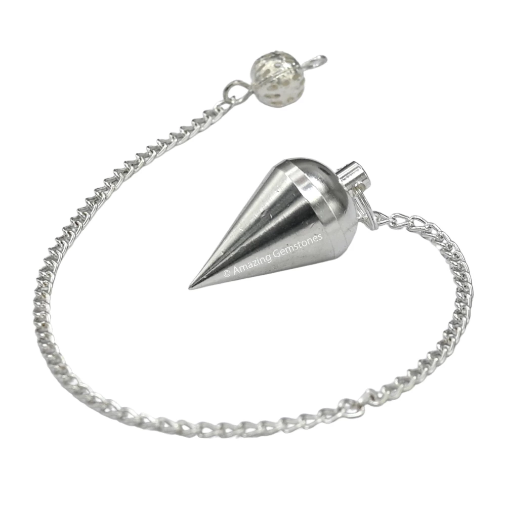 Copper Metal Pendulum - Silver Dome Cone (MP103)
