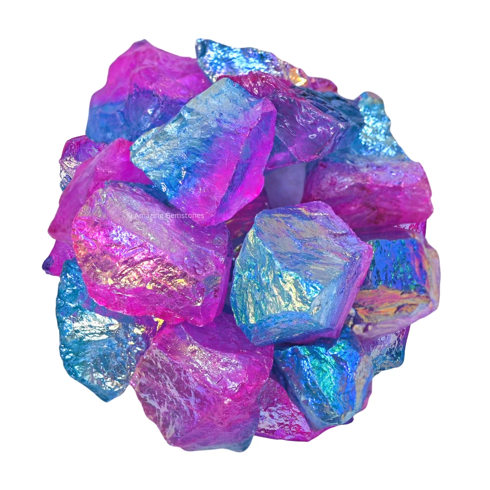 Rose-Aqua Aura Quartz Raw Crystals (5 Pieces)