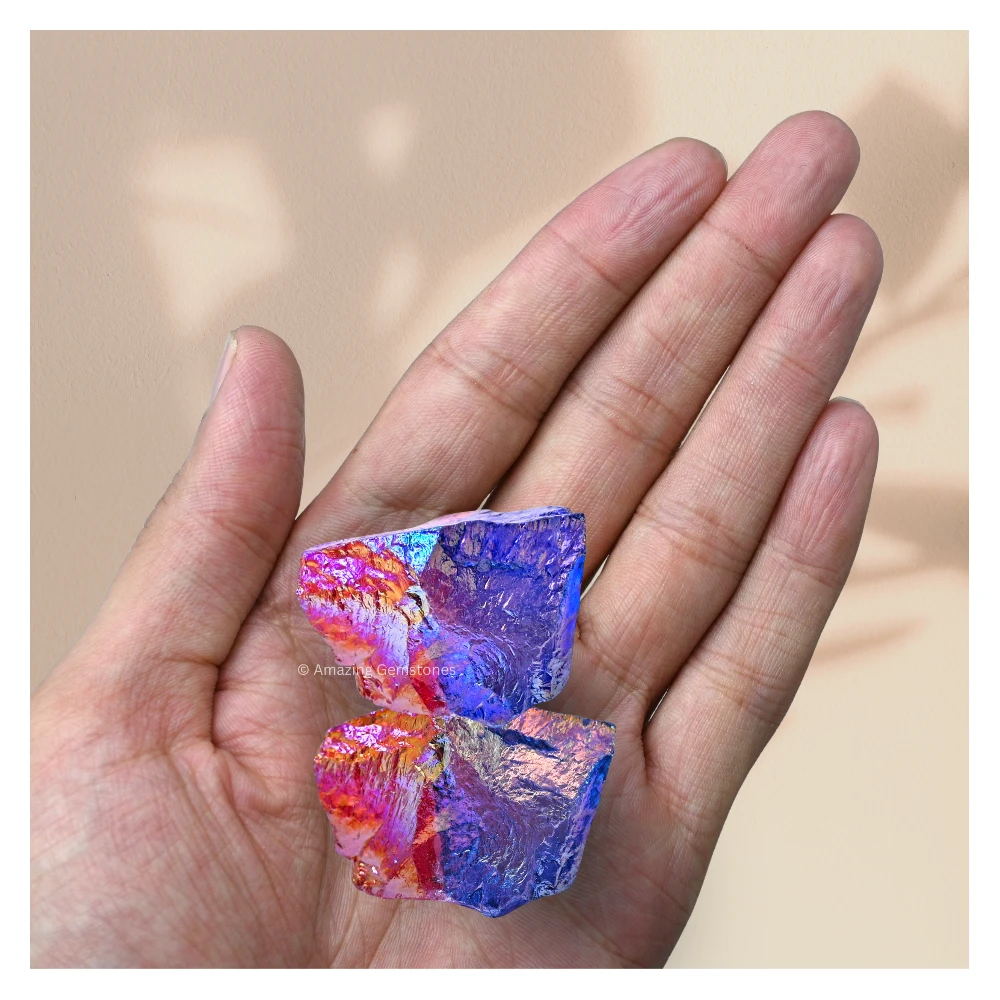 Ruby-Tanzine Aura Quartz Raw Crystals (2 Pieces)