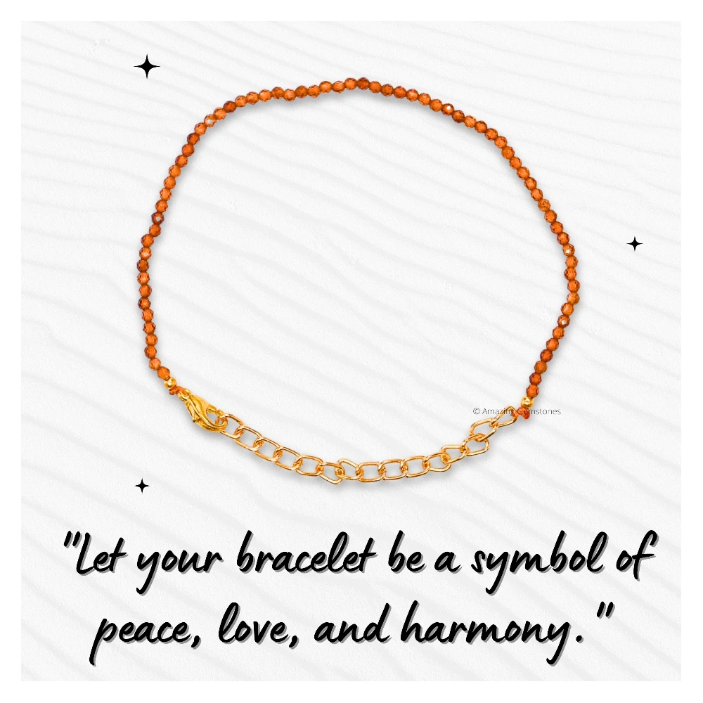 Hessonite Garnet Crystal Bracelet - 2mm Faceted Bead (Gold)
