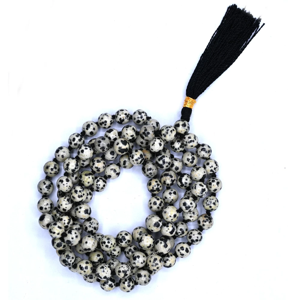 Dalmatian Jasper Mala (Hand Knotted)